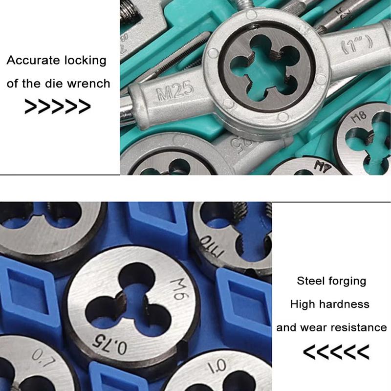 40 PC Tap Die Set Professional Hand Tools for Thread Repair Includes Tap Wrench