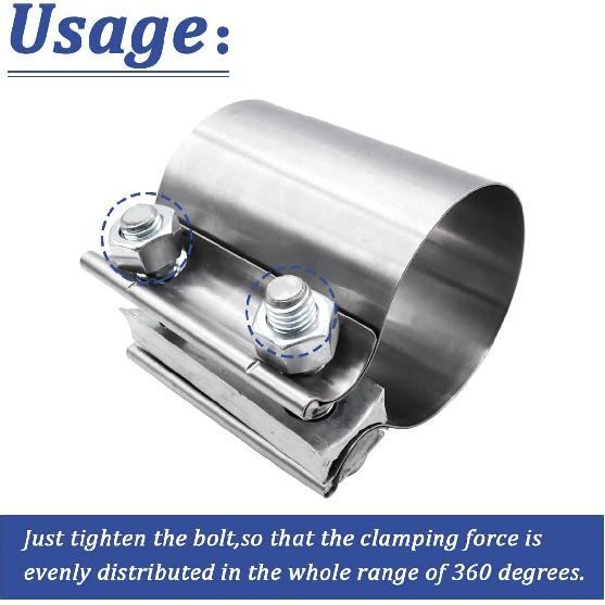 Dianrui 2PCS 2" Butt Joint Stainless Steel Clamp Band,2" Universal Widening Clamp Fit for Exhaust System