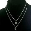 Trend Double Layer Star Moon Pendant Necklace For Women Girl Clavicle Chain Eight-pointed Star Necklace Simple Jewelry Gift