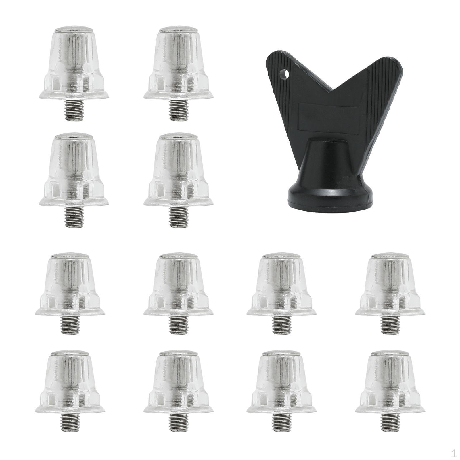 

12 Nylon Football Boot Spikes, Portable with Wrench, Comfortable, M5, Stable, Replacement 13mm 15mm