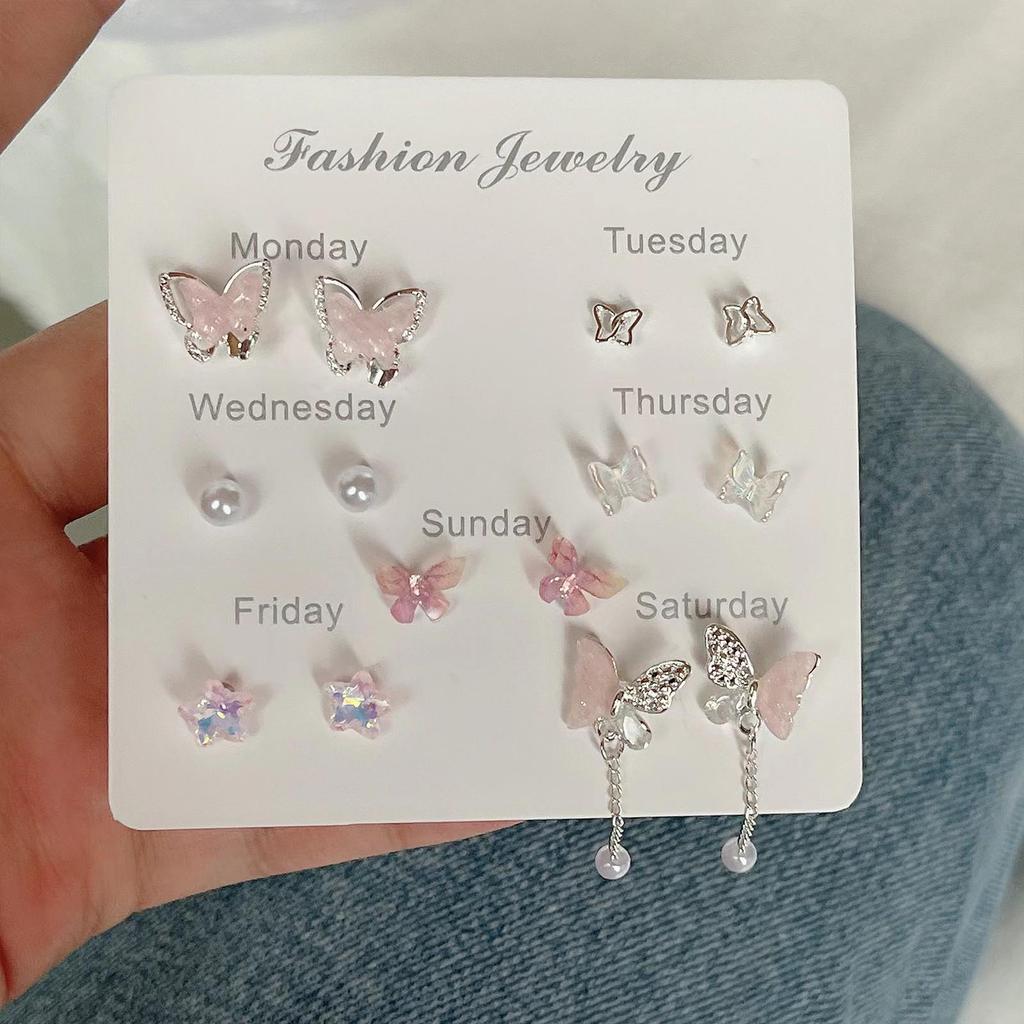 2025 Floral Season S925 Sterling Silver Earrings for Girls - Sweet, Niche One-Week Set