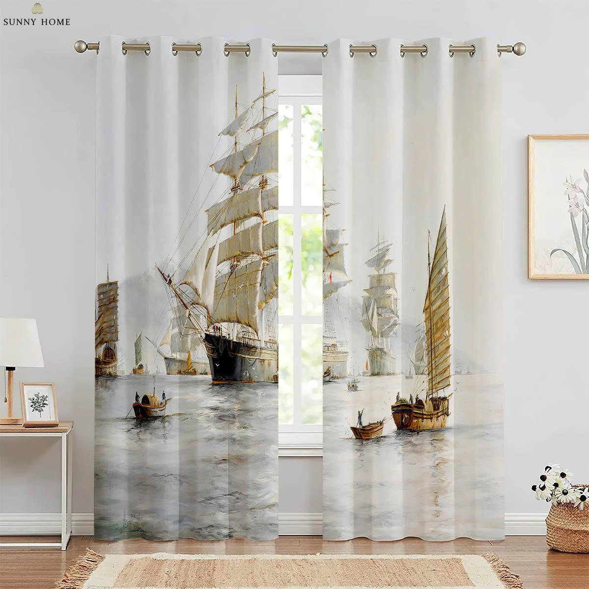 

Пейзаж Картина маслом Искусство Печатные Шторы Подходит Для Спальни Общежития Студии Гостиной Декоративные Шторы Легко Стирать W50xH140(CM)x2PCS&Grommet Top