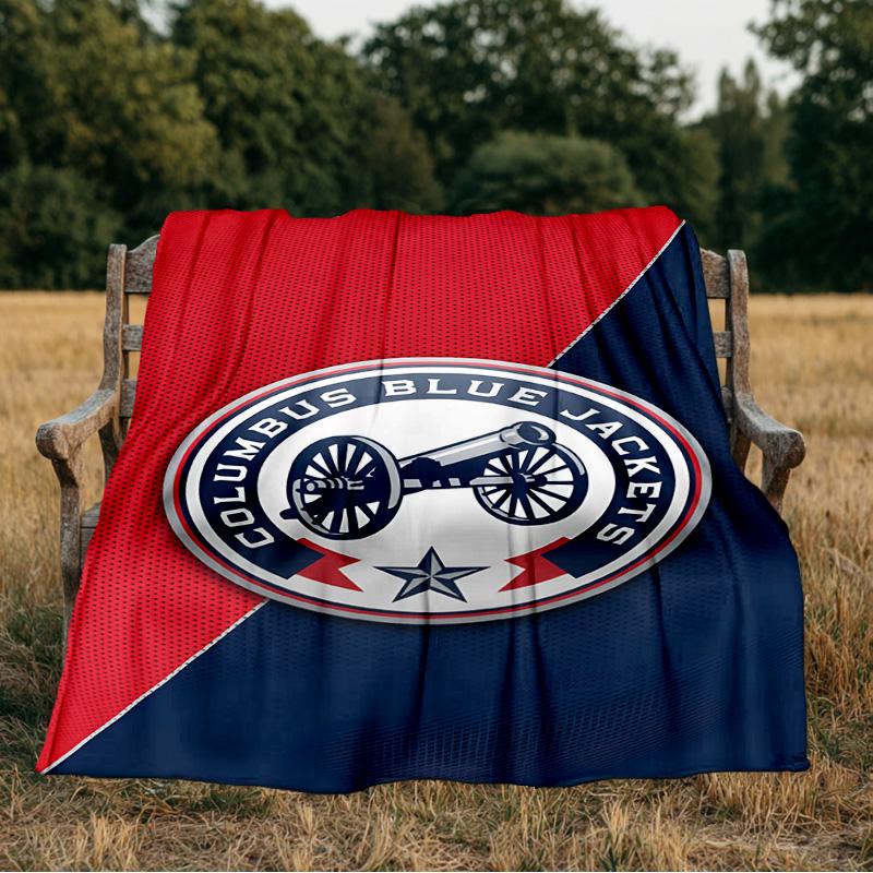 Columbus Blue Jackets Logo Blanket Flannel Throw for Sofa, Indoor, Camping, Living Room, Office, Chair, And Bed Soft Birthday Gift
