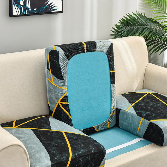 Square Lattice Printed Sofa Chair Seat Cushion Cover Elastic Sofa Slipcovers Designed For Household Pets Protector L Shape Anti -Dust Machine