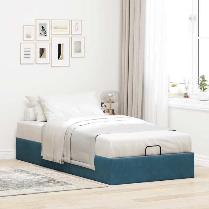 VidaXL Ottoman Bed Frame Without Mattress Dark Blue 80x200 Cm Velvet, Bed Frame, Ottoman Bed Frame, Bed Frame with 3310929