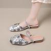 Summer New Floral Sequin Wrapped Slippers Women's Square Heel Flat Embroidered Rhinestone Sandals Two Wear