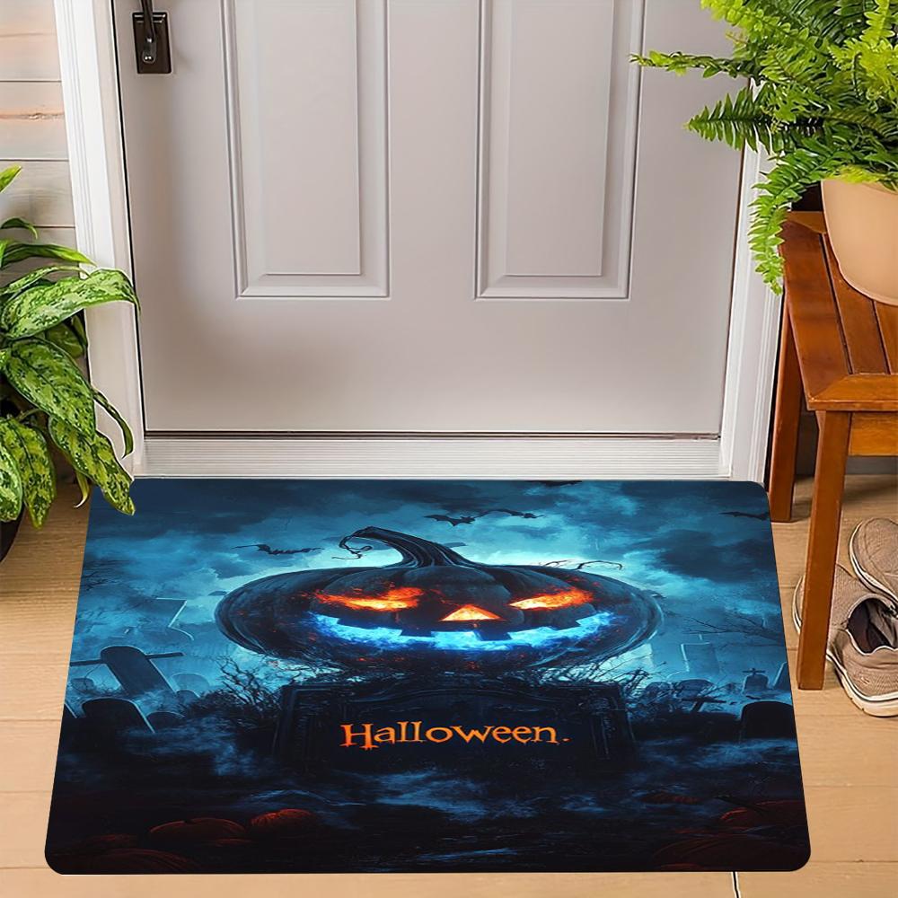 Halloween Carpet Mat Rug Horror Pumpkin Scarecrow Bat Castle Cemetery Home Decoration Indoor Door Mat Festive Party Supplies