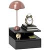 Wall-Mounted Nightstand for Bedroom with Drawer and Wooden Shelf, 35x32x22.5cm, Black