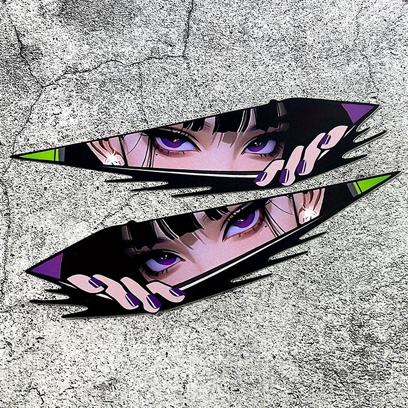 1pair Anime Eyes JDM Car Stickers Waterproof Moto Front Fairing Side Panels Fuel Tank Electric Scooter Auto Window Vinyl Decals