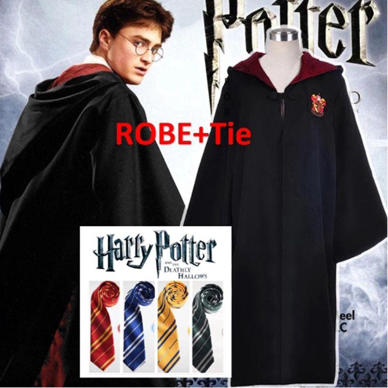 Potter Harry Costume Hogwarts Adult Child Robe Cape Vest Halloween Party Cosplay