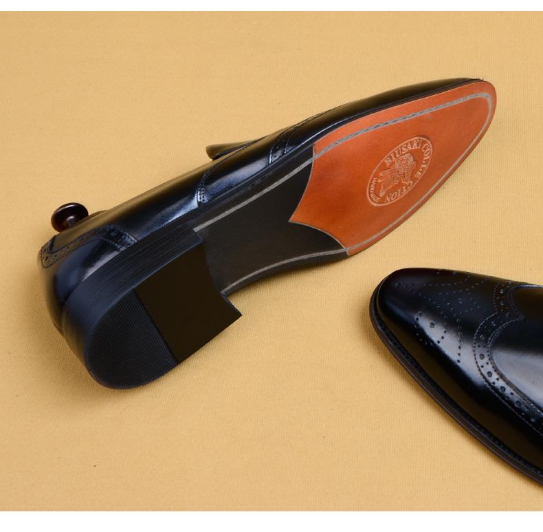 Pantofi Brogue cu Ciucuri, Bărbați, Piele Naturală, Cioplit Manual, Formal-Casual - Retro, Design Ascuțit