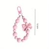 Pink Pearl Bow Keychain Mobile Phone Chain Earphone Case Anti-Lost Strap Car Keychain Beaded Decoration Backpack Pendant Accessory Bag