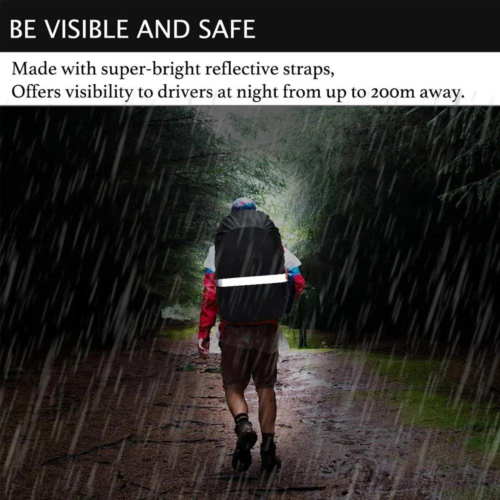 Durable And Safe Backpack Rain Cover Reflective Strip Waterproof Ultralight Backpack Cover Anti-Slip Cross Buckle Strap Hiking Camping Biking