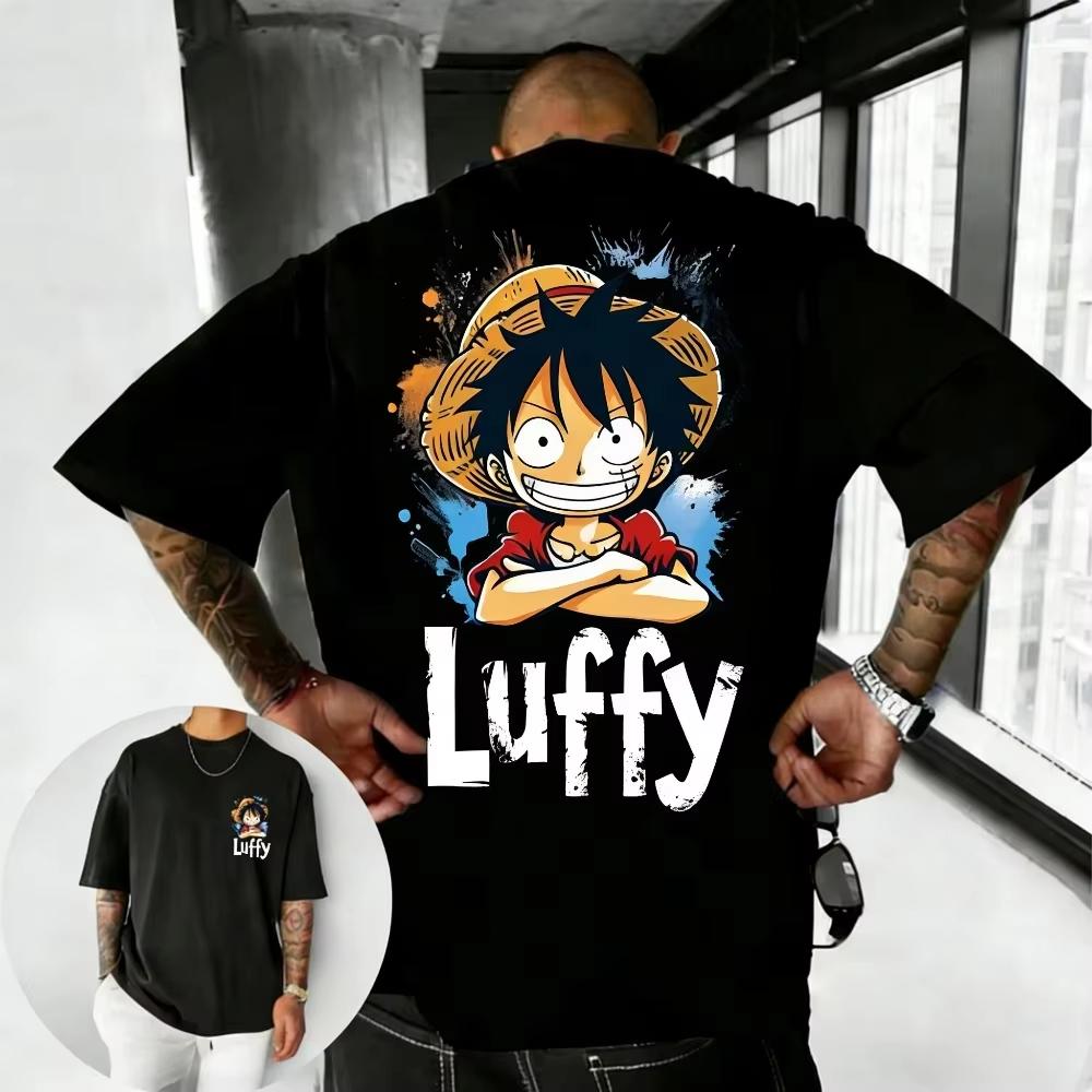 Unisex Casual Summer Top Harajuku Y2K Streetwear T-Shirt, 2026 New Hot Sale Anime Tee With One Piece Luffy Print T-Shirt 4XL