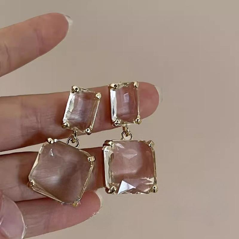 Blue Glazed Geometric Round Clip On Earrings No Piercing Needed Simple Contrast Texture Stylish Fashion Jewelry