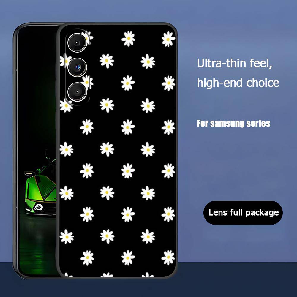 Black White Flower Luxury Black Phone Case For Samsung Galaxy S23 S24 S25 Ultra S22 Plus S21