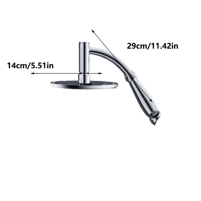 Högtryck Regnduschhuvud Rostfritt Stål Duschhuvud Förlängare Stor Böjd Duschförlängning Lätt att Installera