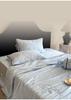 Premium 60 Thread Blue Essence Tencel Jacquard Embroidery Summer Cool Quilt Set - Blue Mist Dreams