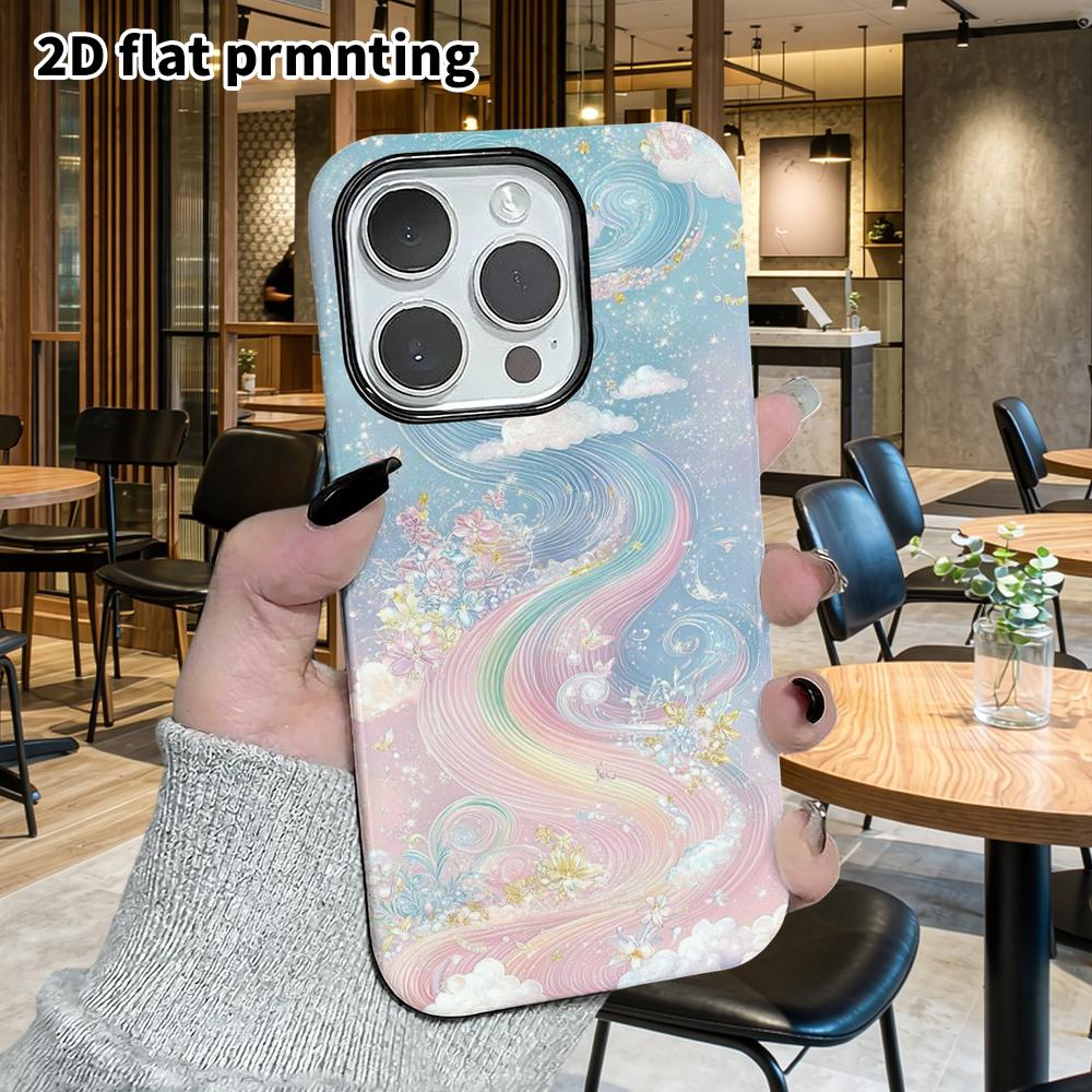 Phone Case: 2D Flat Design Suitable for iPhone 18, 17, 16, 15, 14, 13 Pro Film Protective Case, Couple Style, Rainbow Galaxy, Christmas and Halloween