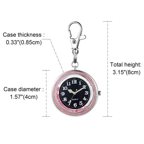 Lancardo Carabiner Watch, Nurse Watch, Pocket Watch, Keychain, Analog, Diamond, Trunk, Easy To Read, Perfect for Everyday Use, Mountain Climbing, Comm