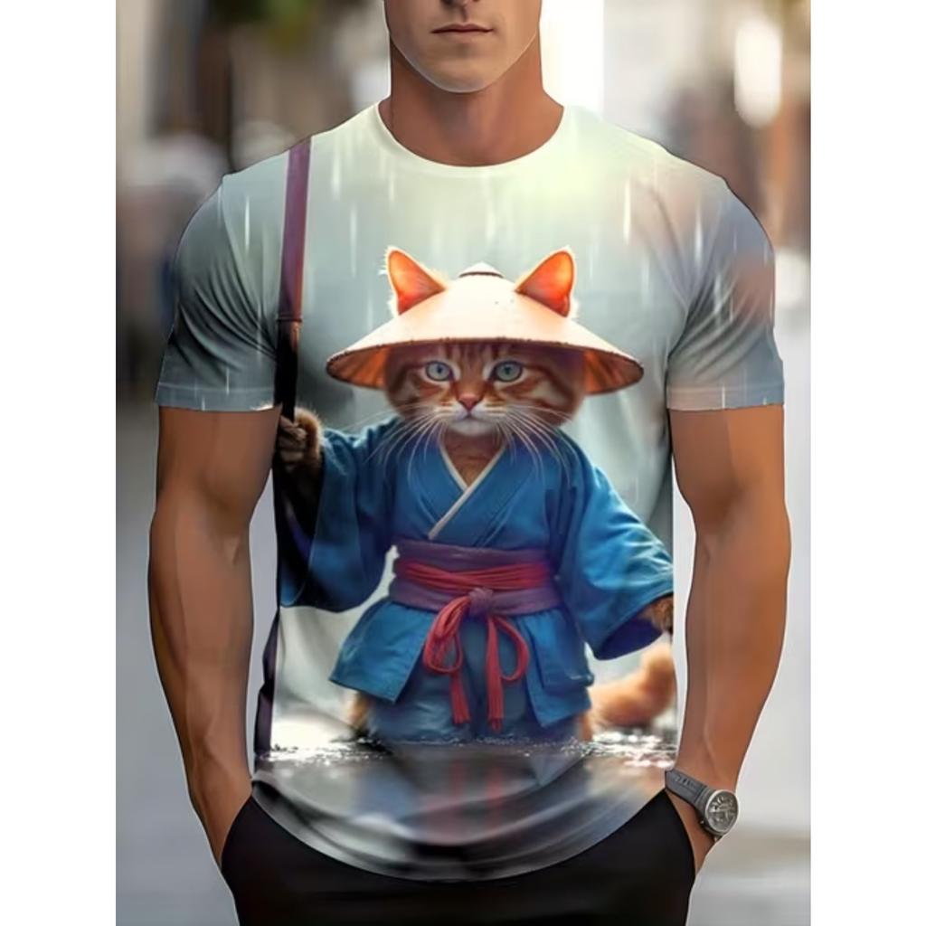 New Summer Men's Fashion T-shirt Personality Animal Pattern Printed Men's T-shirt Top