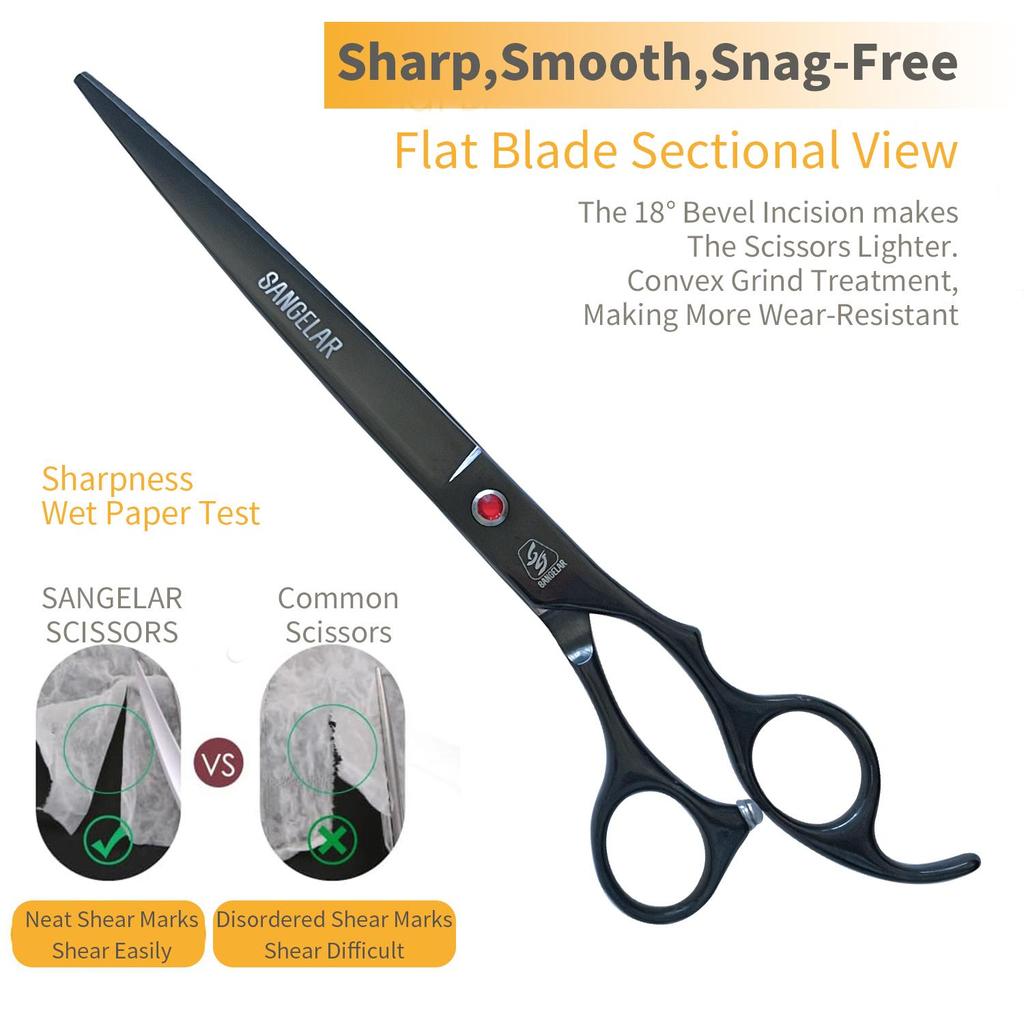 SANGELAR 8-Zoll-Haustierschere, Schwarz/Roségold, Fellschere für Haustiere, Hundeschere, Werkzeuge zur Haar- und Wollpflege für große Tiere, Trimmwerkzeuge