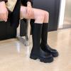 Thick heel thick sole retro boots women's 2025 autumn and winter new rear zipper high boots long boots elastic thin boots