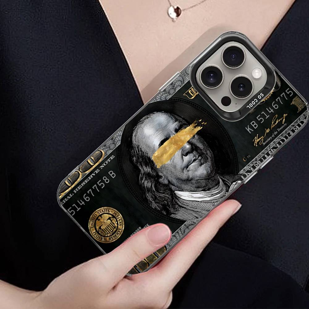 Cool 100 Dollar Bank Note Silver Shockproof Back Cover: Colorful Slim Phone Case For IPhone 17,16,15,14,13,12,11 Pro Max, Plus
