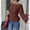 DAFIFY Moda Donna Casual Primavera Autunno Tinta Unita Stampa Manica Lunga Monospalla Bluse e Camicie