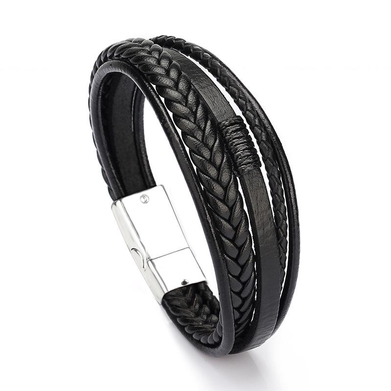 Originales europäisch-amerikanisches ethnisches Stil handgewebtes Lederseil Herrenarmband.