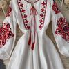 Mode Retro Blumendruck Midi-Kleid Damen Elegant Nationaler Stil Locker Vintage Party Einteiler Damen Design