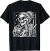 Kaffee Messy Bun Haare Skelett Mama Halloween Damen Mädchen T-Shirt