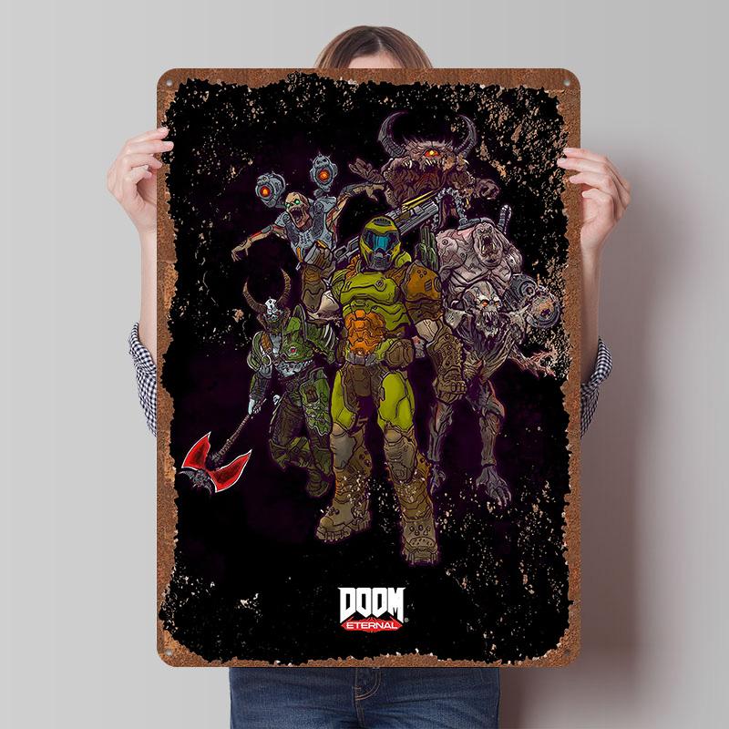 DoomS Tinplate Posters Custom Wall Art Vintage Metal Signs Retro Tin Plaque for Bedroom Decoration Gaming Home Decor Accessories