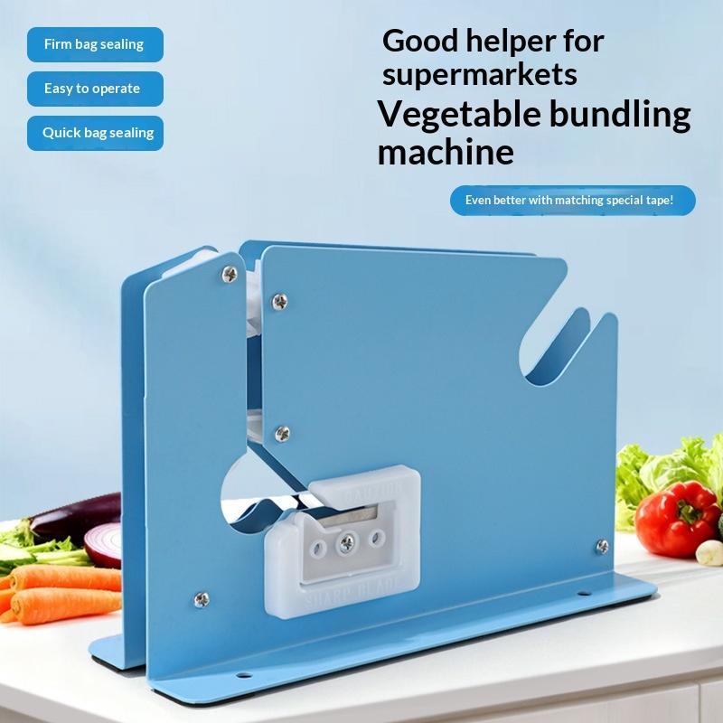 Kommerzielle Gemüsetaschen-Bindemaschine Blaues Metall Schnelle Versiegelung Einfache Bedienung für Supermarkt Lebensmittel Frische Produkte Verpacken