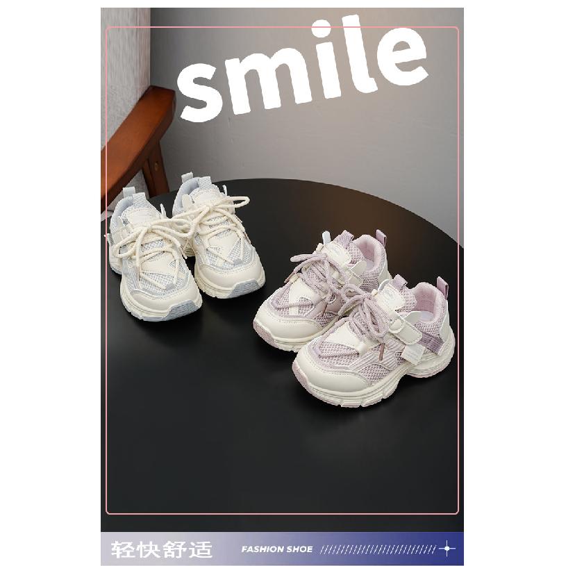 Girls' Dad-style Mesh Children's sneakers2026New Breathable Running Shoes for Older Children, Cartoon Casual Mesh Shoes