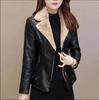 Women's Leather Jacket Turn Collar Thicken Plus Velvet Fur One Moto & Biker Female Jacket Women Winter Jacket Oversize