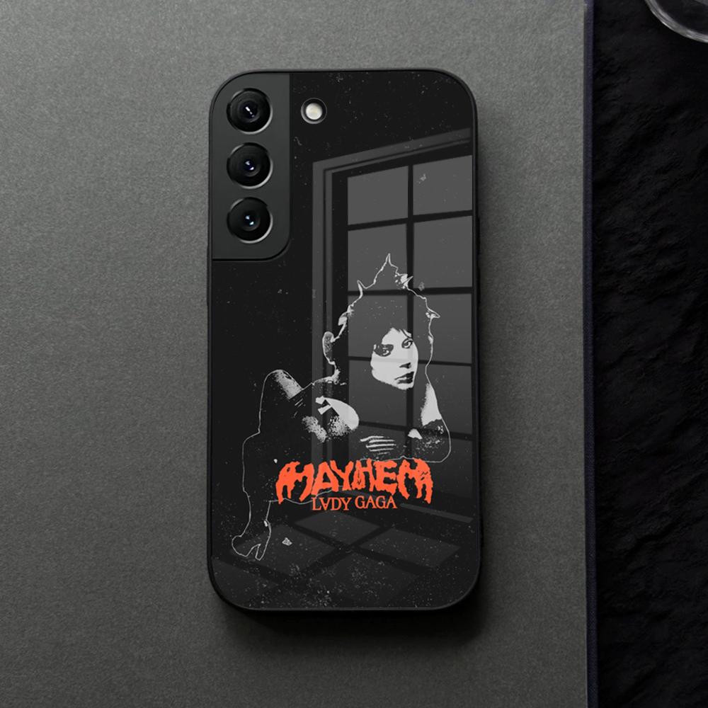 L-LADY GAGA MAYHEM Phone Case Glass For Samsung Galaxy S21 S26 S25 S22 S20 S24 S23 Ultra Fe Plus A16 A34 A54 A24 Coque
