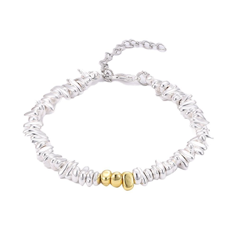 

Нерегулярный антистатический браслет серебряного и золотого цвета, браслет с геометрическими бусинами, подарок