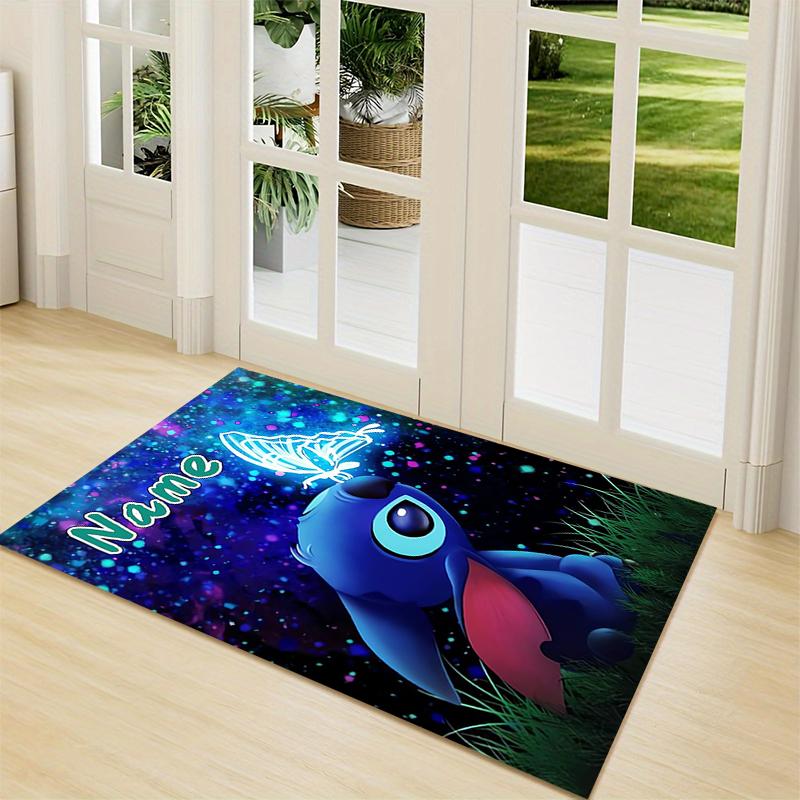 Custom Name Stitch's Sweet Delight Carpet Rug Customizable Soft Washable Anti-Slip Home Living Room Sofa Mats Personalized Rug. 0909366