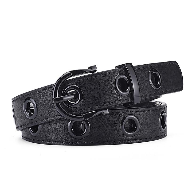 Trendy Pu Leather Women's Belt With Eyelet Holes And Colorful Buckle For Chic Looks