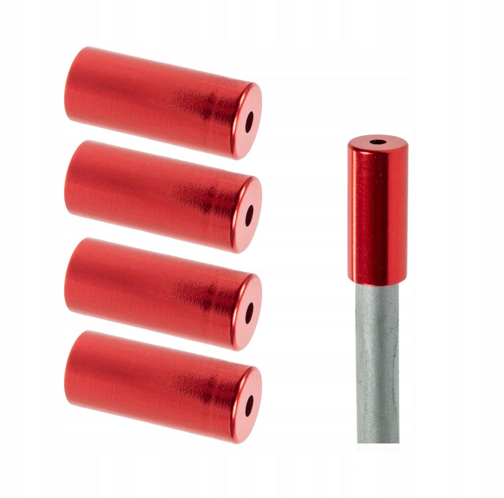 Końcówki Pancerza Hamulcowego, Aluminiowe 5 Mm, 5 Szt. Czerwone