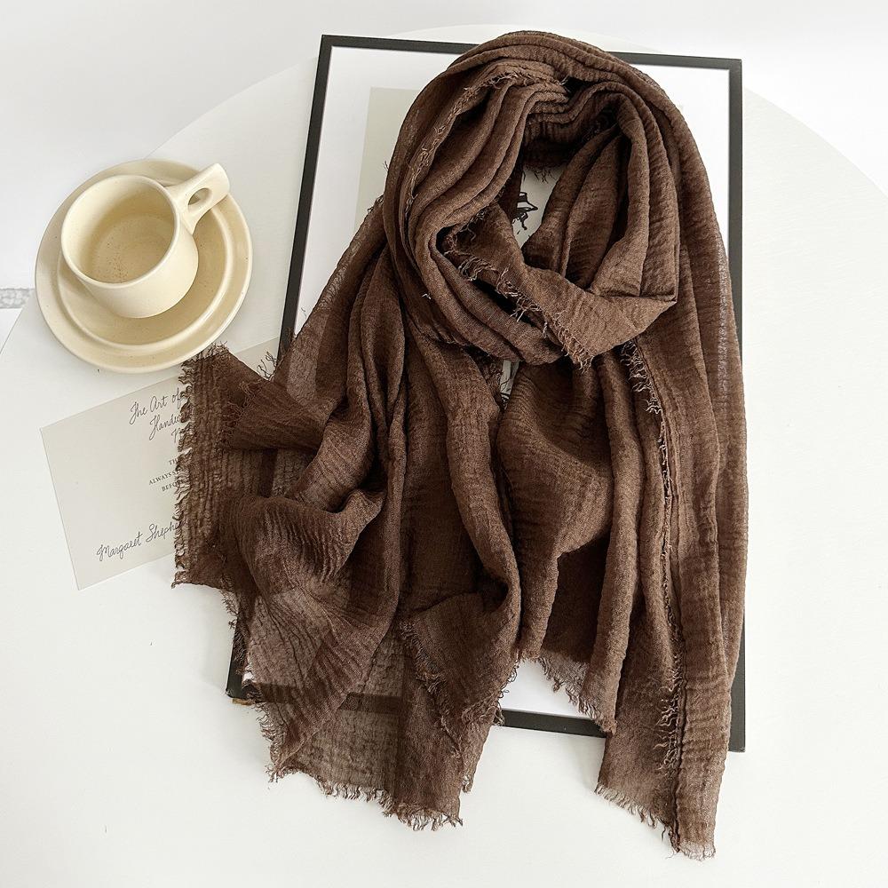 Vreovor Solid Color Scarves Autumn Winter Women'S Retro Monochrome Medium Length Decorative Long Shawls
