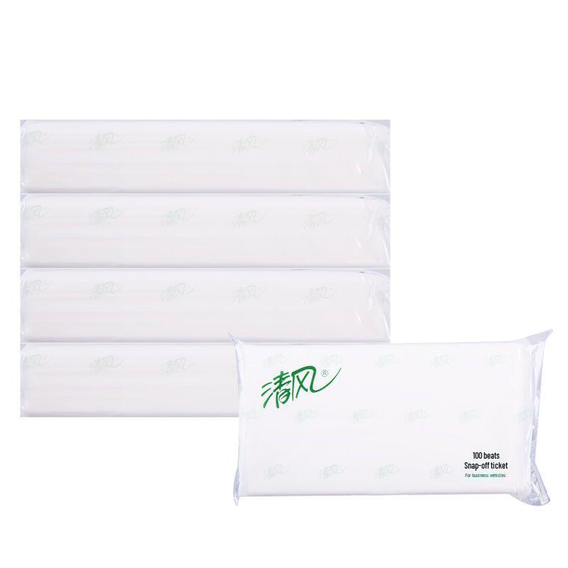 Qingfeng 2-Ply Facial Tissue for Hotel Rooms & Cars, 100 Large Sheets per Pack, Full Case