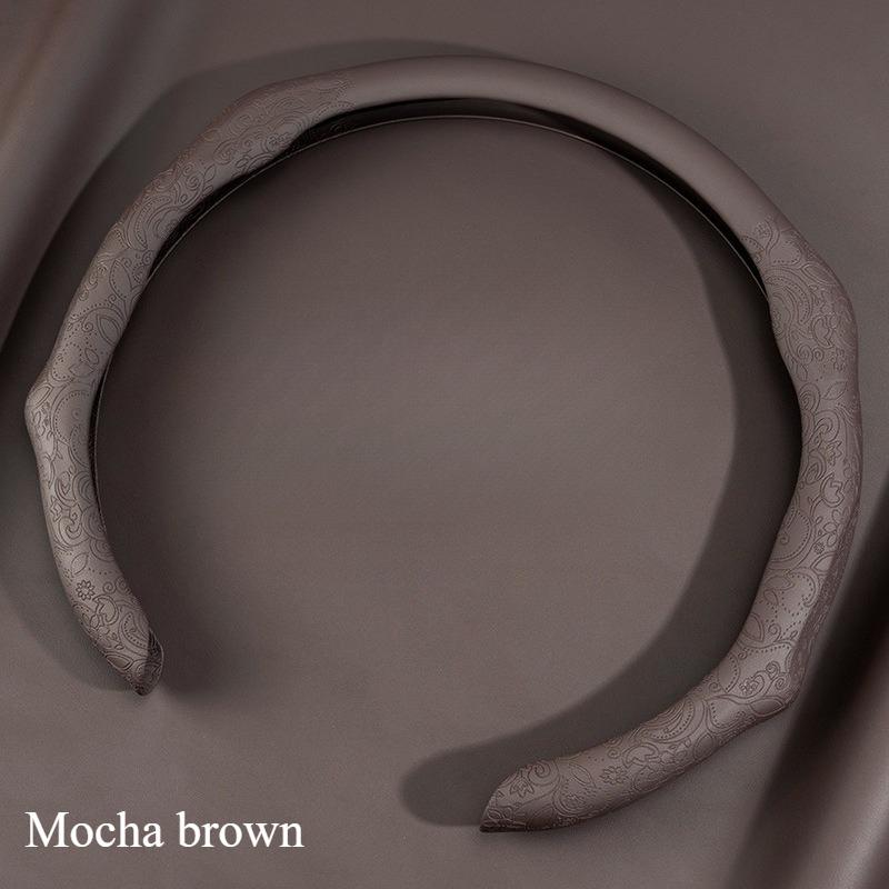 38cm Breathable Suede Steering Wheel Cover Non-Slip Sweat Absorbing All-Season Sports Car Handle Cover for Men & Women