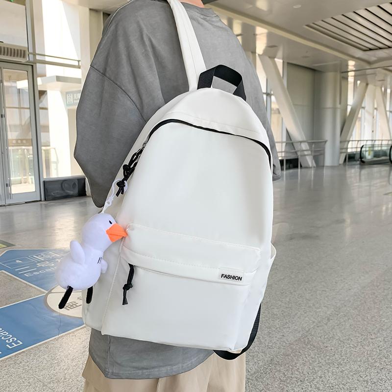 Solid Color Student Schoolbag Male Large Capacity Travel Backpack Female Junior High School Student Backpack