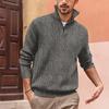 Men Long Sleeve Zipper Stand Collar Striped Thick Casual Polo Shirt
