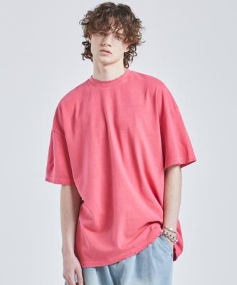 VTWO Βαμβακερό T-Shirt με Πιγμέντο, Φθαρμένο και Πλυμένο (το κόκκινο)