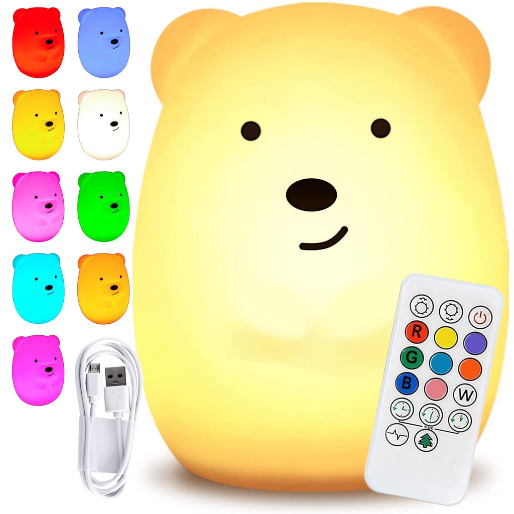 Silicone Night Lamp Teddy Bear LED RGB