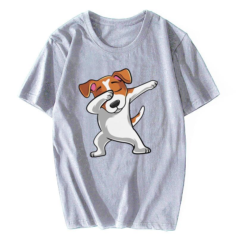 Zabawna koszulka Jack Russell Terrier Męska Krótki Rękaw Bawełniana Pies Dabujący Koszulka z Nadrukiem Ruch Dab Dance Koszulka Harajuku Prezent