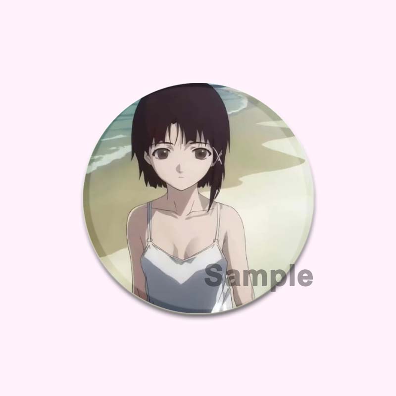 Anime Serial Experiments Lain 32/44/58mm Simple Button Pin Snap In Design Cartoon Brooches Daily Stylish Ornament Handmade Badge